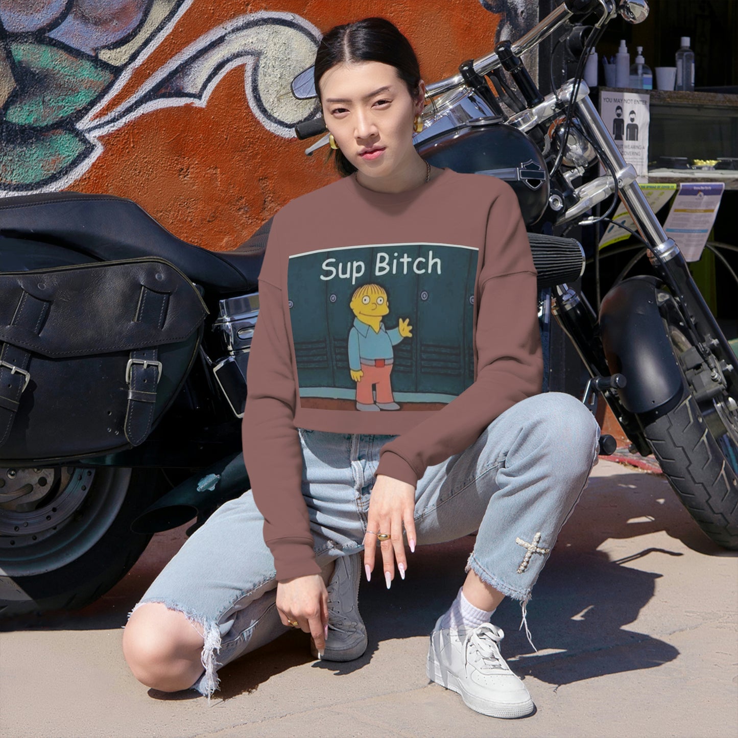 Sup Bitch Cropped Sweatshirt