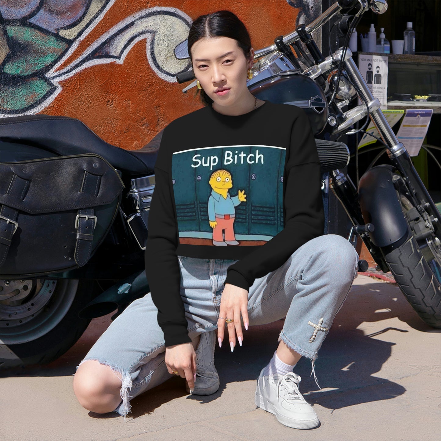 Sup Bitch Cropped Sweatshirt